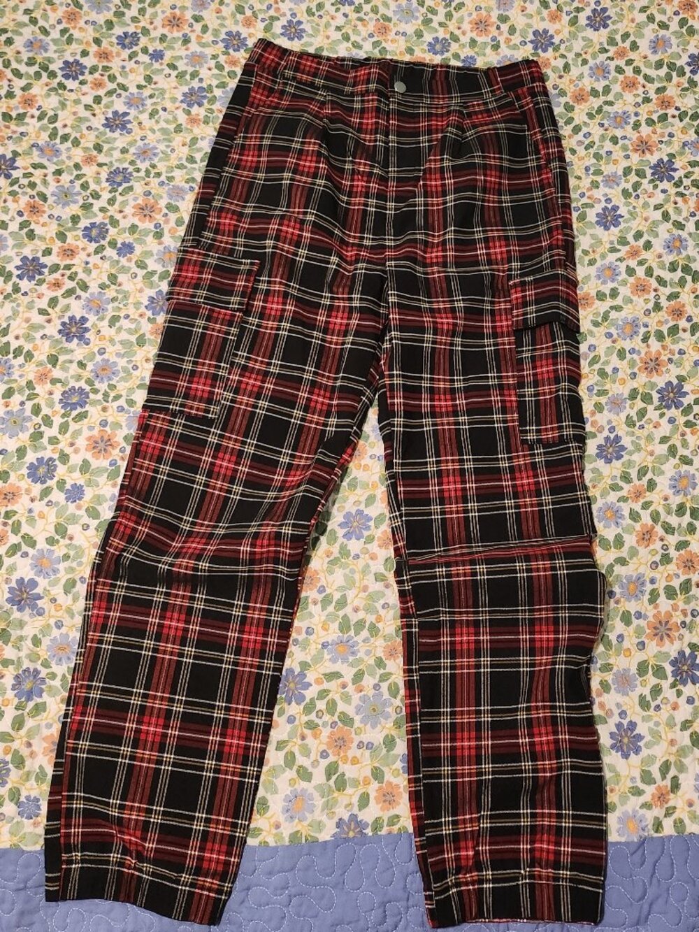 Chocolate Brown Stretchy Pleated Pants Size Large Elastic Ankles Side Pockets